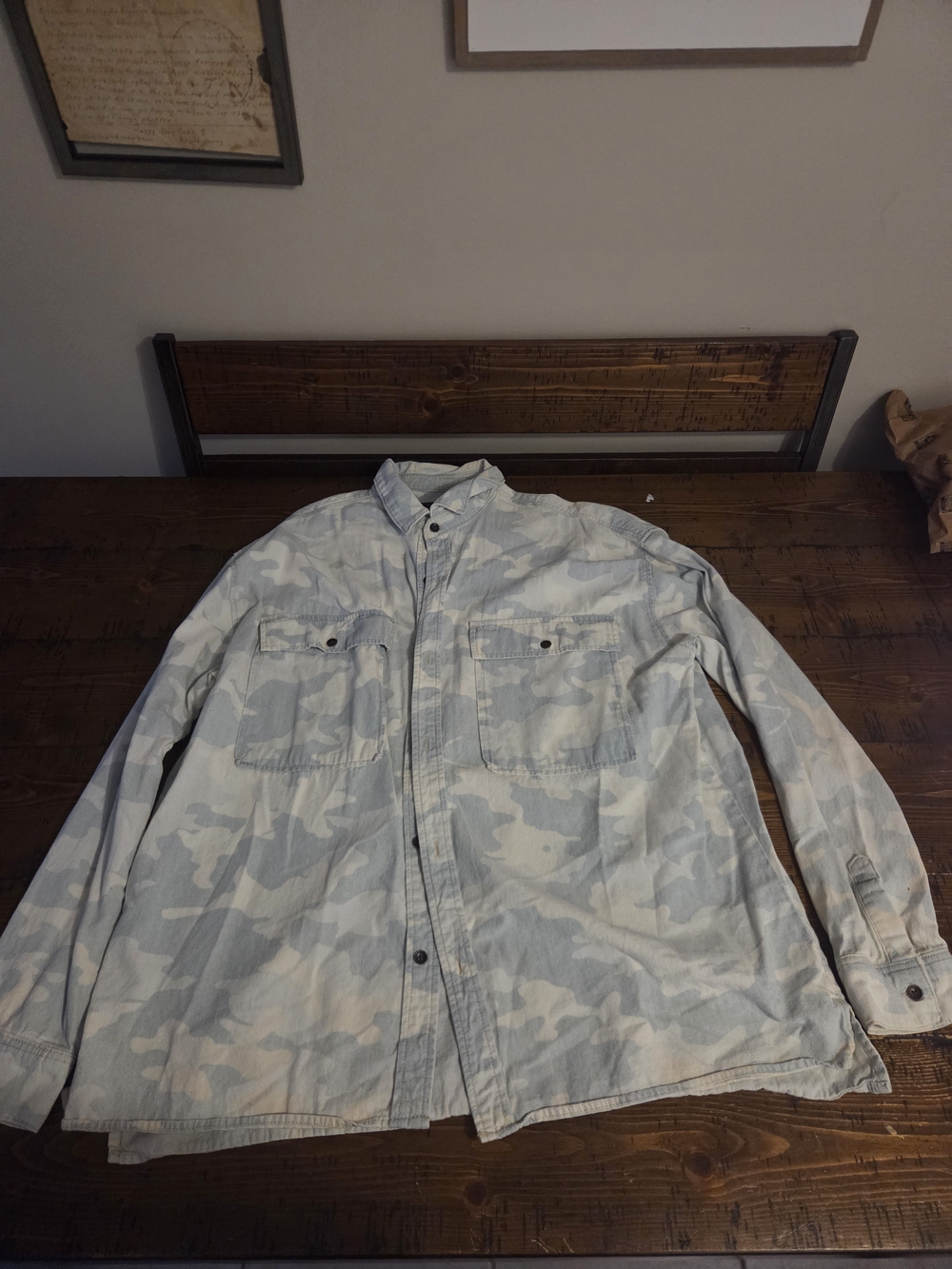 Original Use Men's Light Gray Camouflage Button-Down Shirt